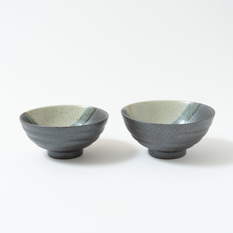 Hanazume  Kutani Rice Bowl Pair