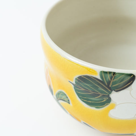 Bizan Kiln Yoshidaya Camellia  Kutani Matcha Bowl