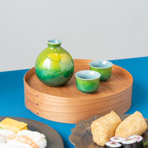 Ginsai Camellia  Kutani Sake Set
