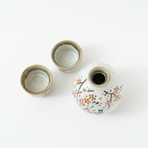 Plum Flower  Kutani Sake Set