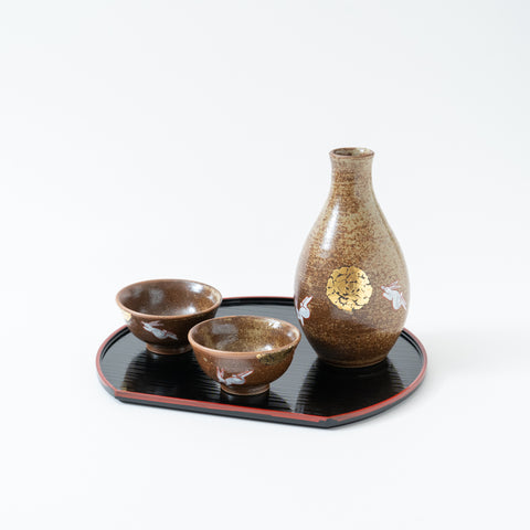 Kinsai Rabbit and Moon  Kutani Sake Set