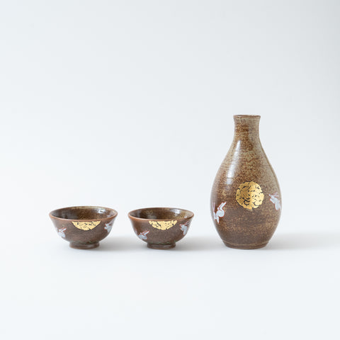 Kinsai Rabbit and Moon  Kutani Sake Set