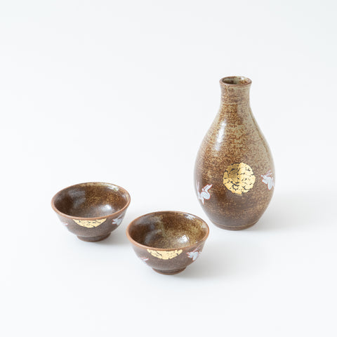 Kinsai Rabbit and Moon  Kutani Sake Set