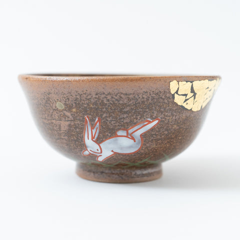 Kinsai Rabbit and Moon  Kutani Sake Set