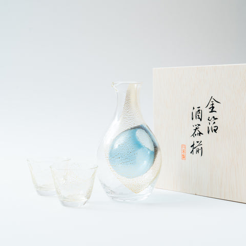 Gold Leaf Crystal Glass Sake Set