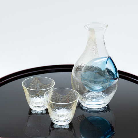 Gold Leaf Crystal Glass Sake Set