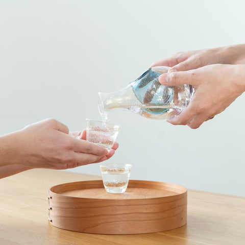 Gold Leaf Crystal Glass Sake Set