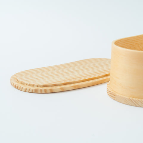 Single-Tier Oval Bamboo Bento Box
