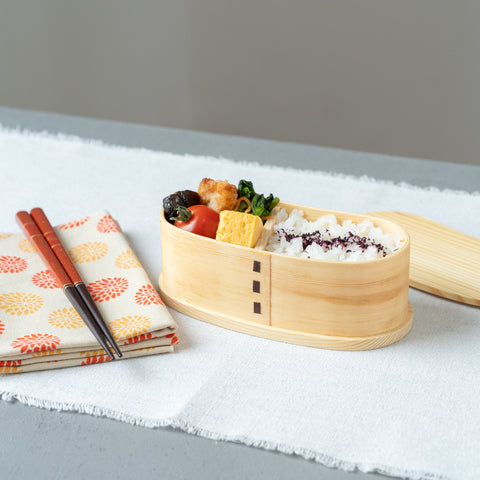 Single-Tier Oval Bamboo Bento Box