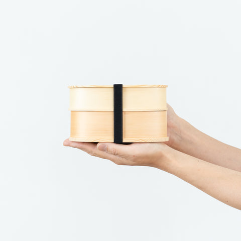 Double-Tier Oval Bamboo Bento Box