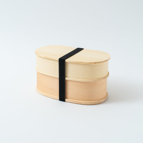 Double-Tier Oval Bamboo Bento Box