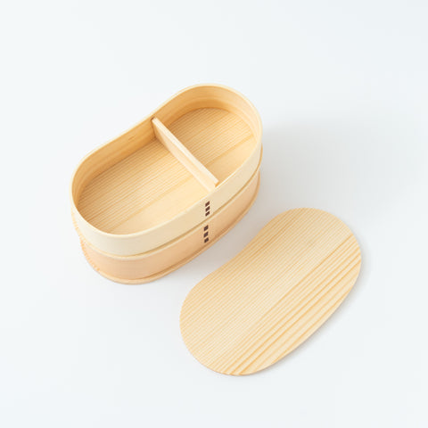 Double-Tier Oval Bamboo Bento Box