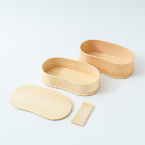 Double-Tier Oval Bamboo Bento Box