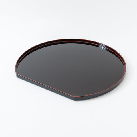 Black Urushi Lacquer Half-Moon Serving Tray