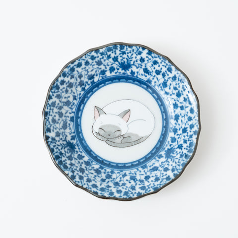 Sleeping Cat Kutani Sauce Plate Set