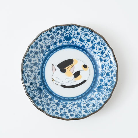 Sleeping Cat Kutani Sauce Plate Set