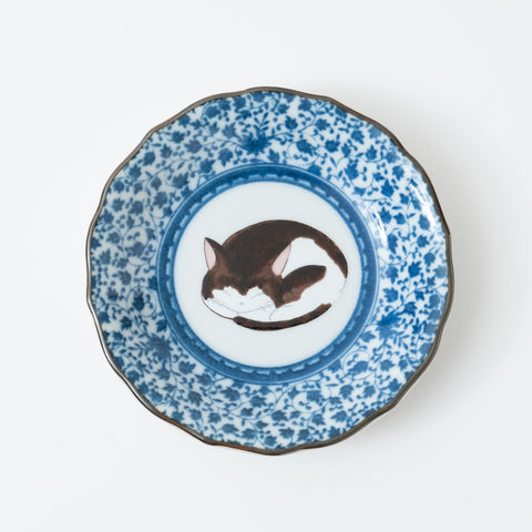 Sleeping Cat Kutani Sauce Plate Set