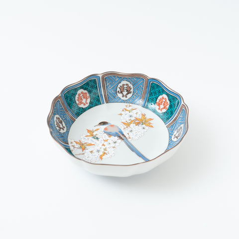 Sakura and Bird Kutani Serving Bowl