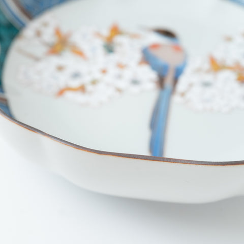 Sakura and Bird Kutani Serving Bowl