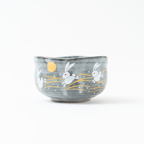 Golden Moon and Rabbit Kutani Matcha Bowl