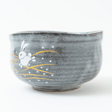 Golden Moon and Rabbit Kutani Matcha Bowl