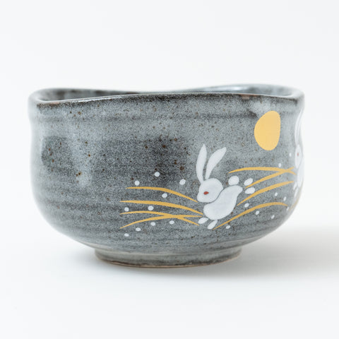 Golden Moon and Rabbit Kutani Matcha Bowl