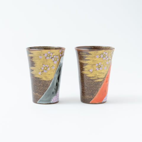 Fuji and Sakura Kutani Tumbler Set