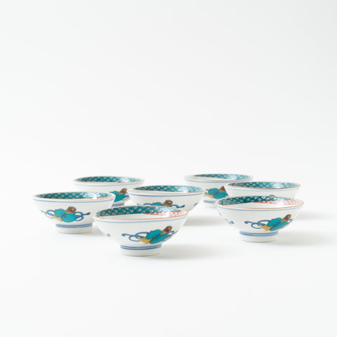 Seven Lucky Gods Ochoko Kutani Sake Cup Set