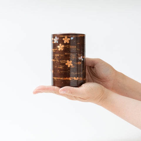 Yatsuyanagi Long  Akita Cherry Bark Work  Tea Canister