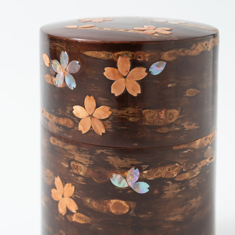 Yatsuyanagi Long  Akita Cherry Bark Work  Tea Canister