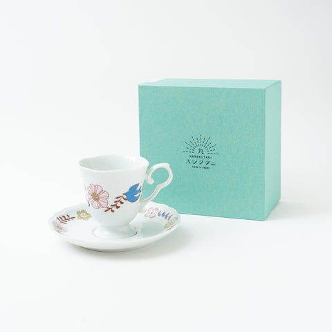 Harekutani Flower and Bird  Kutani Cup and Saucer Set