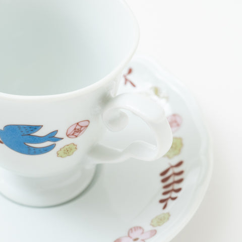 Harekutani Flower and Bird  Kutani Cup and Saucer Set