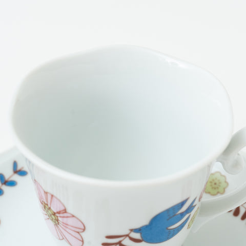 Harekutani Flower and Bird  Kutani Cup and Saucer Set