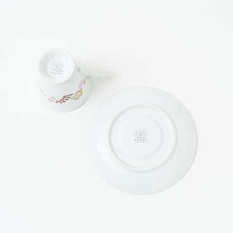 Harekutani Flower and Bird  Kutani Cup and Saucer Set