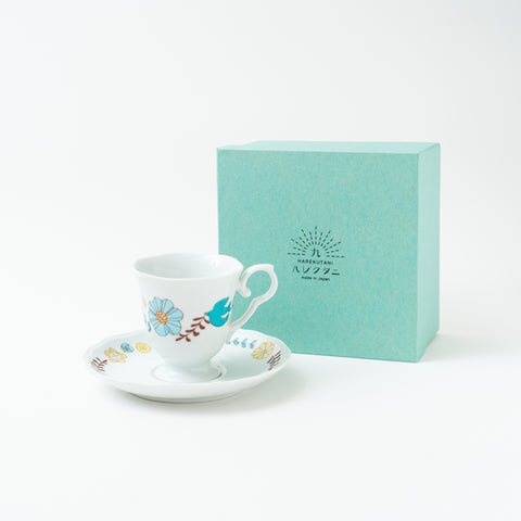 Harekutani Flower and Bird  Kutani Cup and Saucer Set