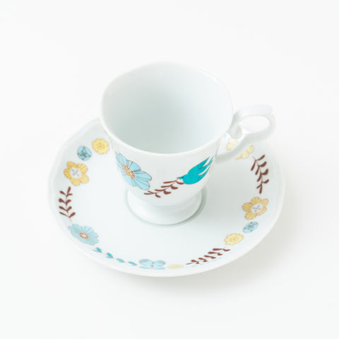 Harekutani Flower and Bird  Kutani Cup and Saucer Set