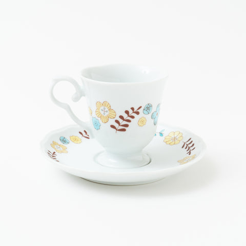 Harekutani Flower and Bird  Kutani Cup and Saucer Set