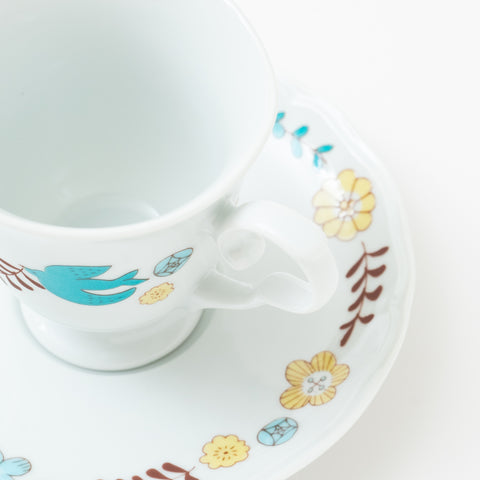 Harekutani Flower and Bird  Kutani Cup and Saucer Set