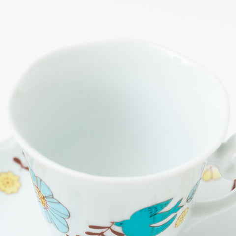 Harekutani Flower and Bird  Kutani Cup and Saucer Set