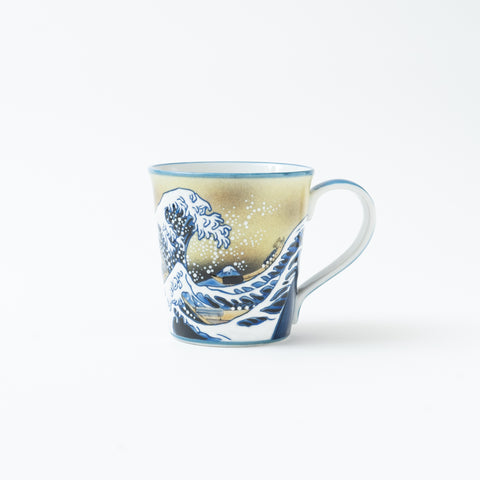 Bizan Kiln Hokusai Wave Kutani Mug Cup