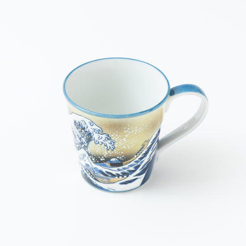 Bizan Kiln Hokusai Wave Kutani Mug Cup