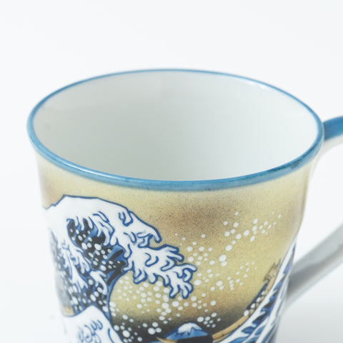 Bizan Kiln Hokusai Wave Kutani Mug Cup