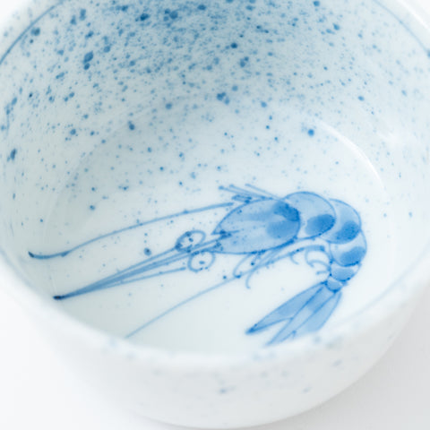 Ink-painted Shrimp Kutani Kobachi Bowl Set