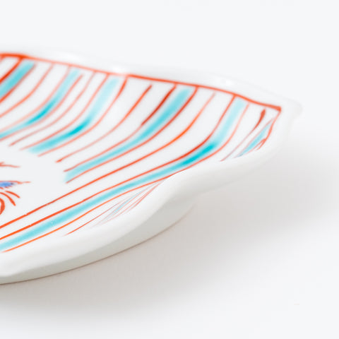 Leaf-Shaped Small Bird Kutani Side Plate