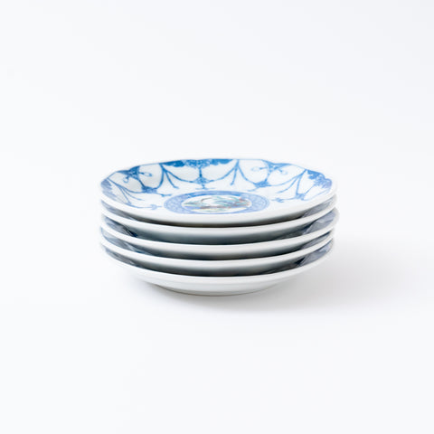 Jidai Blue and White Decorative Kutani Side Plate Set