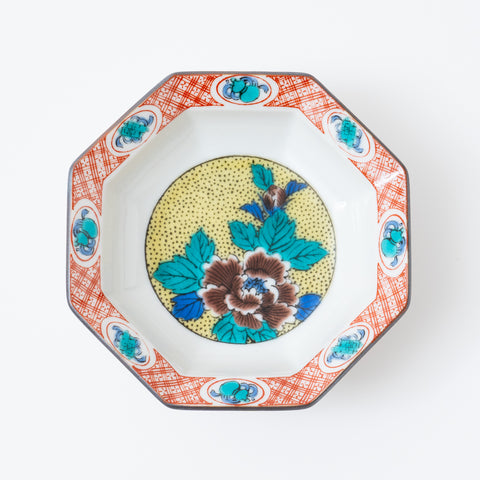 Jidai Octagonal Floral Kutani Side Plate Set