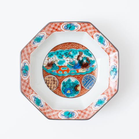 Jidai Octagonal Floral Kutani Side Plate Set