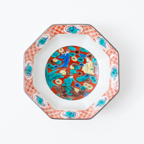 Jidai Octagonal Floral Kutani Side Plate Set