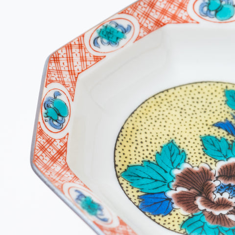 Jidai Octagonal Floral Kutani Side Plate Set