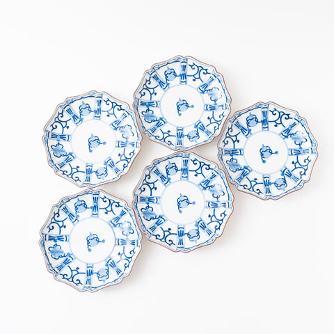 Underglaze Blue Tresure Kutani Side Plate Set